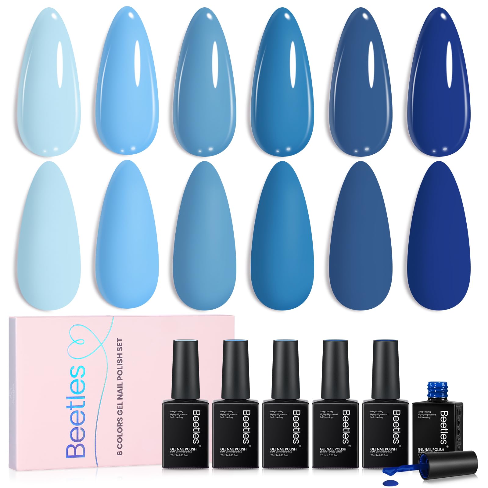 Ocean Range Nails - 6 Colors Light Baby Dark Navy Blue Gel Polish