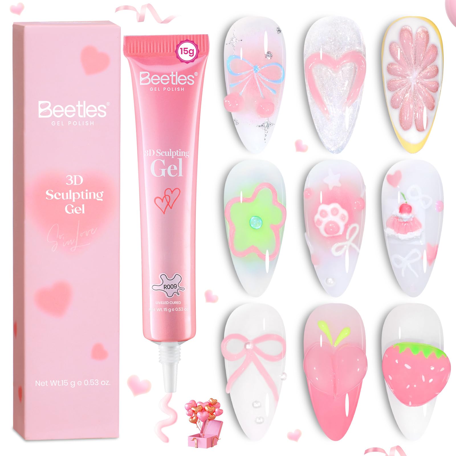 Beetles Valentine Nails - Pro 15ml Limited Pink 3D Sculpting Gel