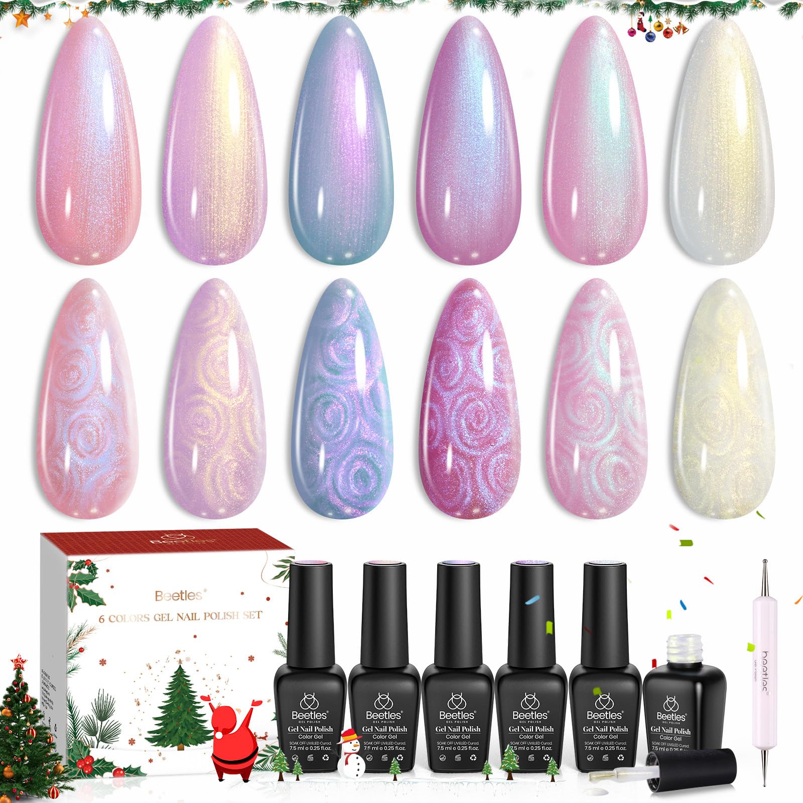 Beetles Christmas Gel Nail Polish Set Dreamscape in Snow - 6 Colors Pearl Pearlescent Set