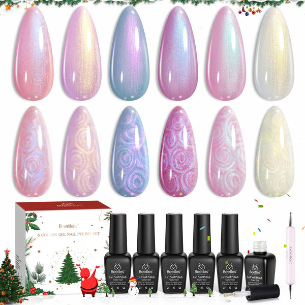 Beetles  Gel Nails Polish Set Dreamscape in Snow Valentines Nails - 6 Colors Pearl Pearlescent Set