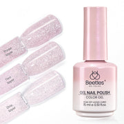 Beetles Glitter Pink Gel Nail Polish -  Valentines Nails 15ML Soft Glow Fragments Pink Nude Natural Glitter Gel Polish