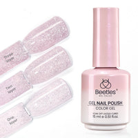 Beetles Glitter Pink Gel Nail Polish -  Valentines Nails 15ML Soft Glow Fragments Pink Nude Natural Glitter Gel Polish