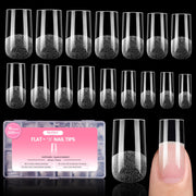 Beetles Gel Nail Tips Flat-X- Square Medium 320pcs 16 Sizes(00-14) Pre-Etched Half Matte Full Cover Soft Gel Tips