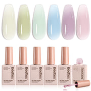 Beetles Juicy Shine Set 6 Colors Jelly Gel Nail Polish Kit Nude Pink Green Blue Summer Nails