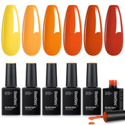 Twilight Warmth - 6 Colors Brown Red Orange Yellow Gel Nail Polish Set