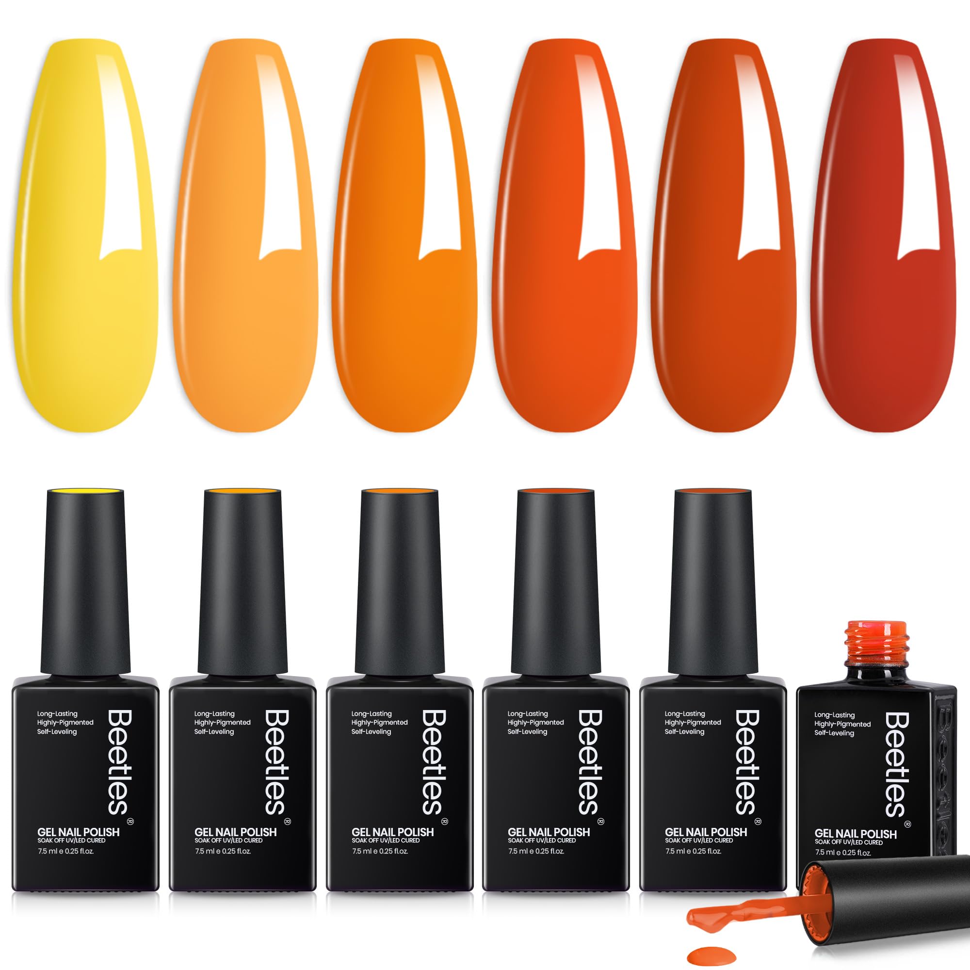 Twilight Warmth - 6 Colors Brown Red Orange Yellow Gel Nail Polish Set