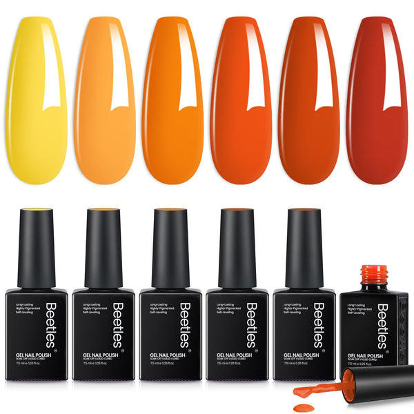 Twilight Warmth - 6 Colors Brown Red Orange Yellow Gel Nail Polish Set