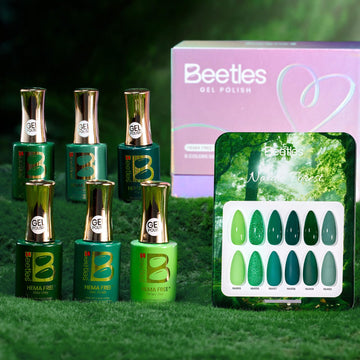 Beetles Green  Gel Nail Polish - Spring Nails Hema Free 6 Colors Light Dark Green Set