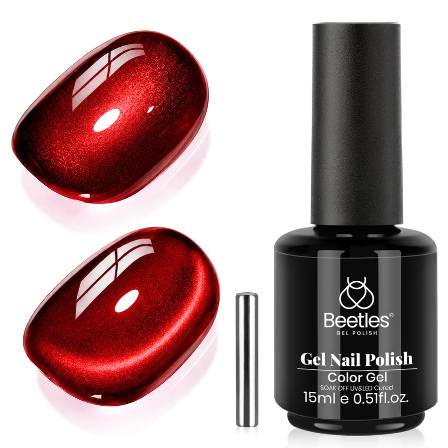 Beetles Gel Polish Ruby Red Cat Eye Gel Nail Polish 15ML Glitter Red Gel