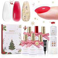 Beetles Christmas Builder Gel Kit HEMA Free-Enchanted Night 8 in 1 Nail Thickening Strengthening Building Apex