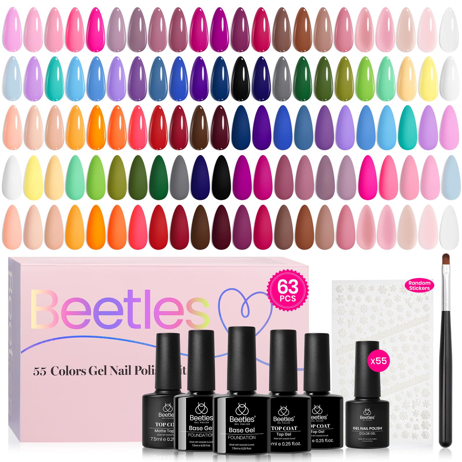 All Season Gel Nail Polish Set | 55 Nail Gel Polish Colors Kit£¨total 66pcs