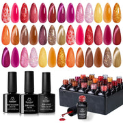 Opulent Glow - 20 Colors Cat Eye Glitter Sheer Fall Winter Gel Nail Polish Set (5ml/Each)
