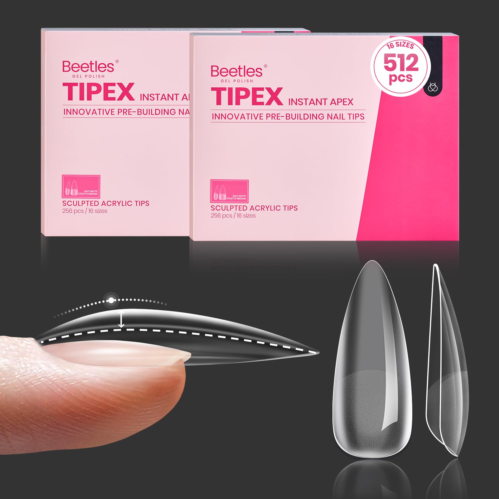Beetles Stiletto Medium Nail Tips|512pcs
