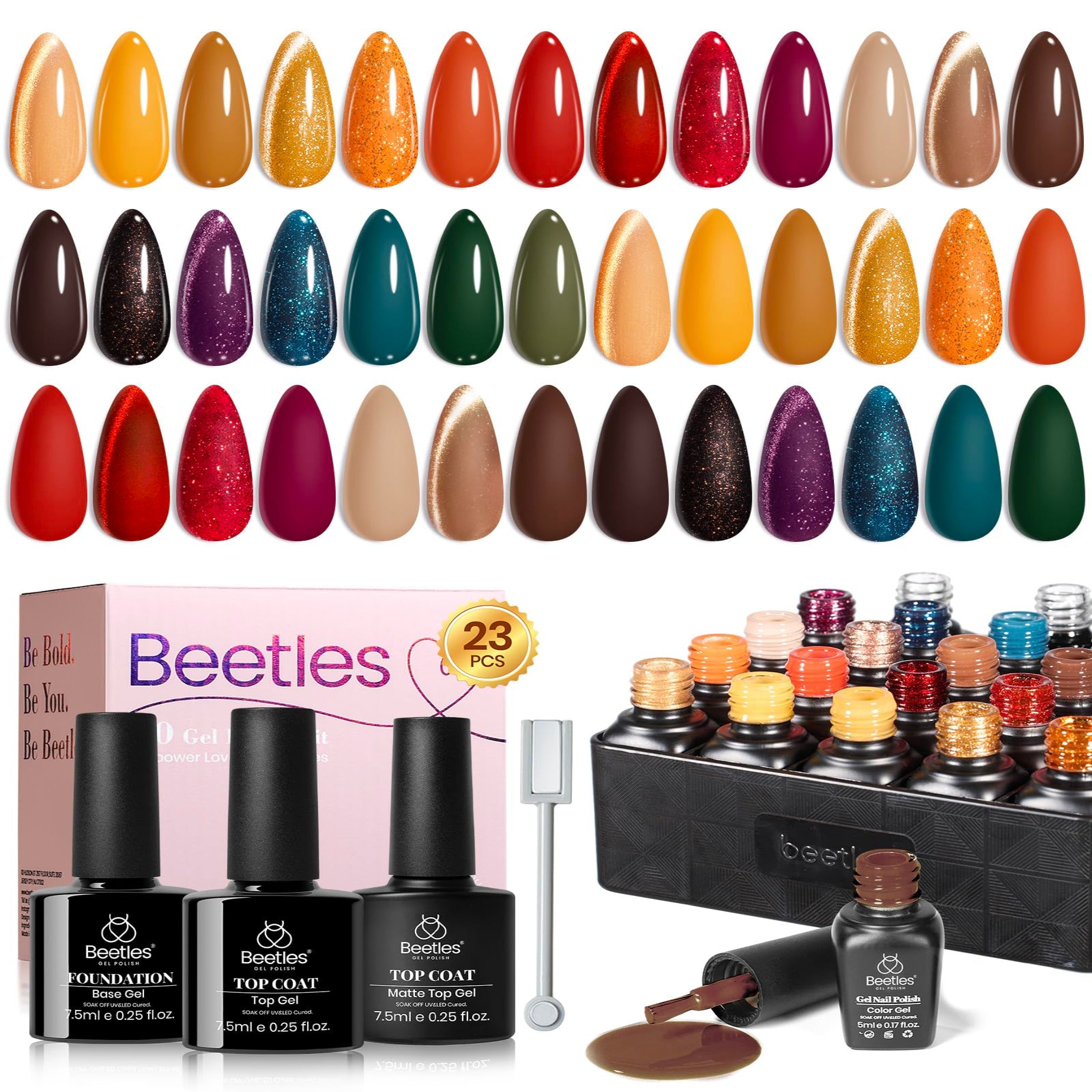 Autumn Aura - 20 Colors Fall Cat Eye Gel Nail Polish Set (5ml/Each)