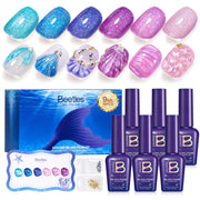 Beetles Siren Scale Glitter 6 Colors Gel Nail Polish Set 9ml With Rhinestones & Swatch Card