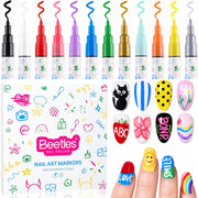 Beetles 12 Colors 0.7mm Nail Art Pens Fast Color Filling Nail Polish Pens Quick Air Drying