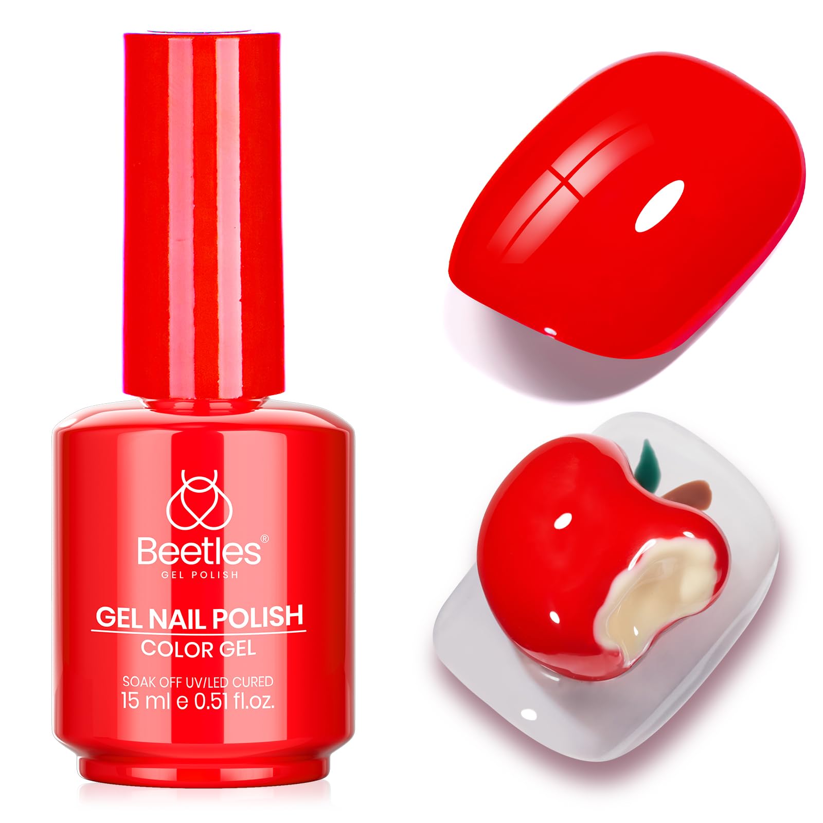 Beetles Gel Polish Heatwave - 15ml Classic Bright Red Nail Set