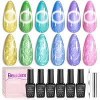 Whispering Waves | 6 Colors Spring Nails  Pearl Shell Shimmer Glitter Nail Polish