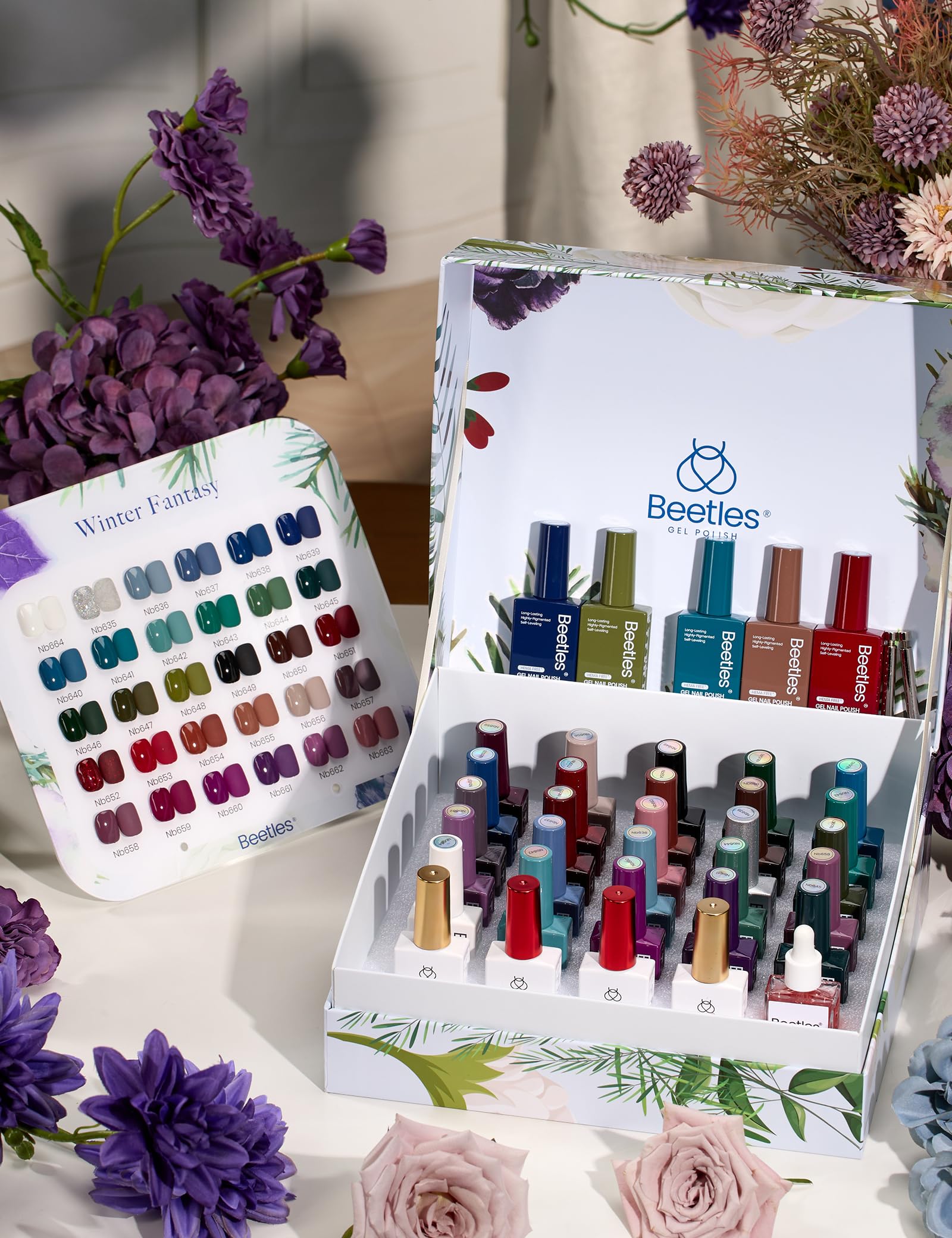 Beetles Gel Polish Christmas Gift Winter Fantasy - 30 Gel Colors Set with Top and Base Coat (15ml/Each)