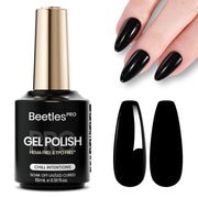 Beetles Pro Black Gel Nail Polish - Chill Intentions, HEMA Free & TPO Free, 15ml Black Color Gel Polish