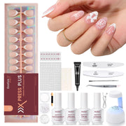 Beetles  Gel Nail Kit, French Tip Press On Nails Short Almond Kit with 224Pcs Nail Tips