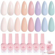 Beetles Soft Manifest 8 Colors Summer Nails Neutral Nude Glitter Pink Green Gel Set