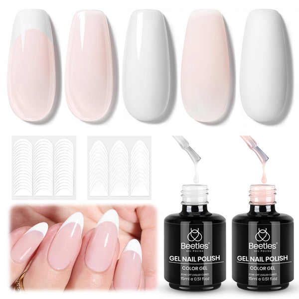 French Manicure Kit - White Nude Pink Gel Nail Polish Nails