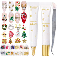 Beetles Christmas Rhinestones Glue Kit - 15ml Nail Rhinestone Glue and 3D Sculpting Gel