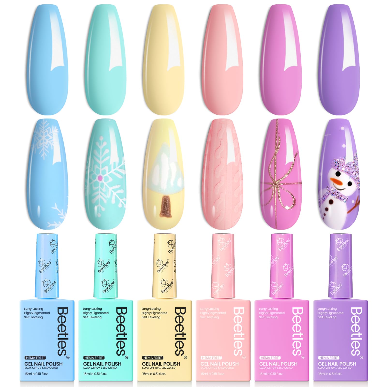 Hema-free Unicorn Collection | Valentine Nails Colorful Bottle 6 Color Each 15ml Blue Yellow Pink Gel Polish