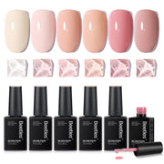 Glossy and Matte Effect - 6 Colors Valentines Nails Light Pink Nude Gel Polish Soak Off Kit