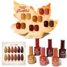Beetles Brown Just Fall Gel Polish Set 6 Cozy Mocha Cocoa Nude Colors with Display Color Card Fall Winter Nails