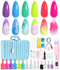 Beetles Gel Nail Polish Set with Mini LED Nail Lamp Purple Red Green Yellow Gel Polish