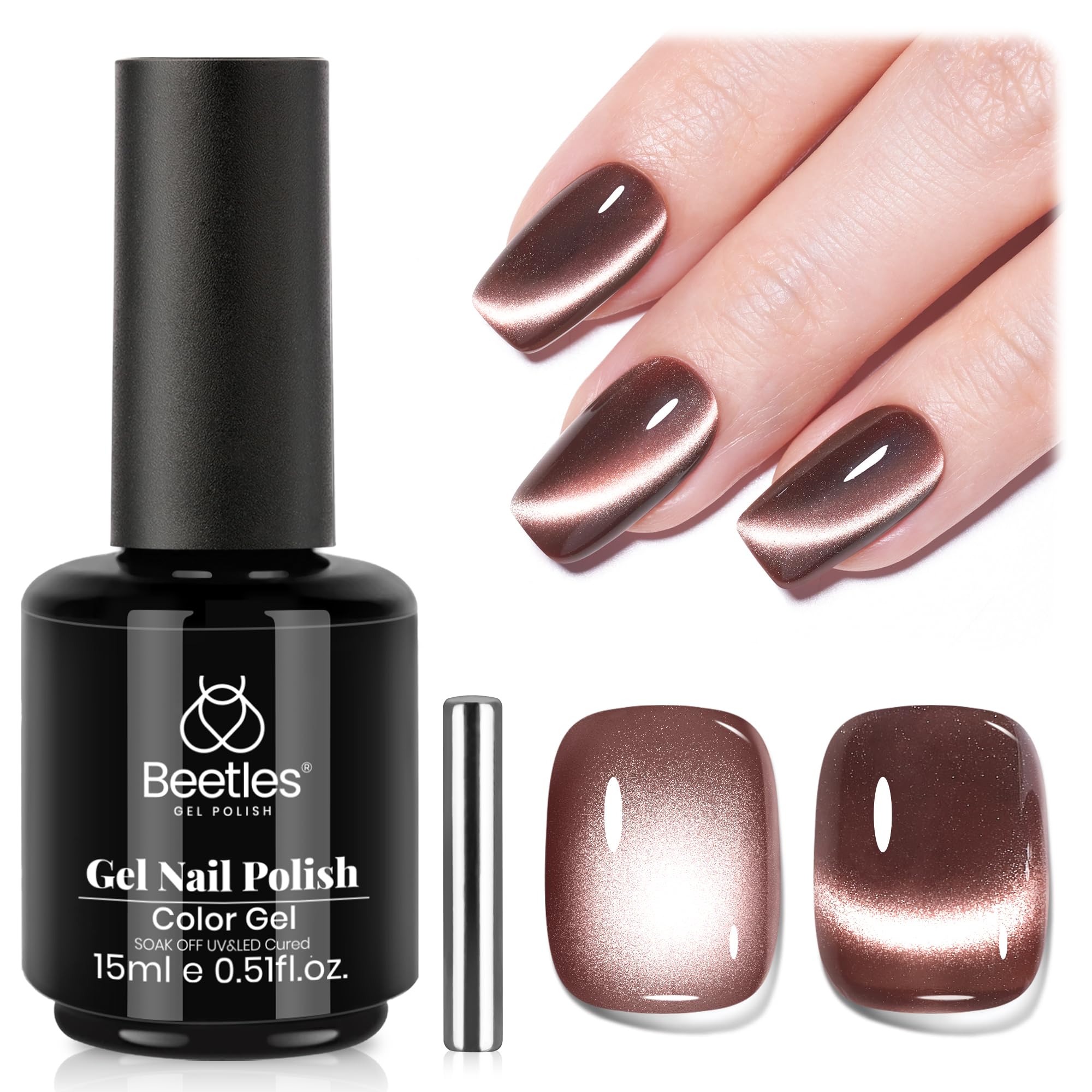 Cinnamon Girl Winter Nails - 15ML Fall Brown Velvet Cat Eye Magnetic Glitter Gel Nail Polish
