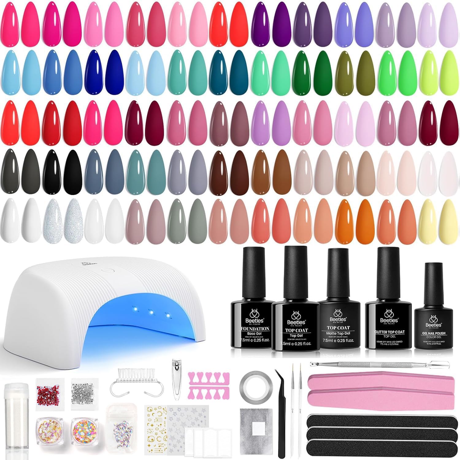 Color Enchantment Pro All in one Starter Kit Summer Nails 55 Colors Gel Nail Polish Kit(total 81pcs)