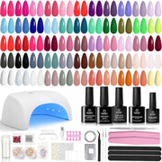Color Enchantment Pro All in one Starter Kit Summer Nails 55 Colors Gel Nail Polish Kit(total 81pcs)