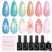 Beetles Sparkling Glitter 6 Colors Gleam Summer Pastel Nude Gel Polish Set