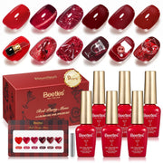 Beetles Red Party Muse 6 Colors Glitter Jelly & Cat Eye Gel Polish Set 9ML Burgundy Cherry Wine