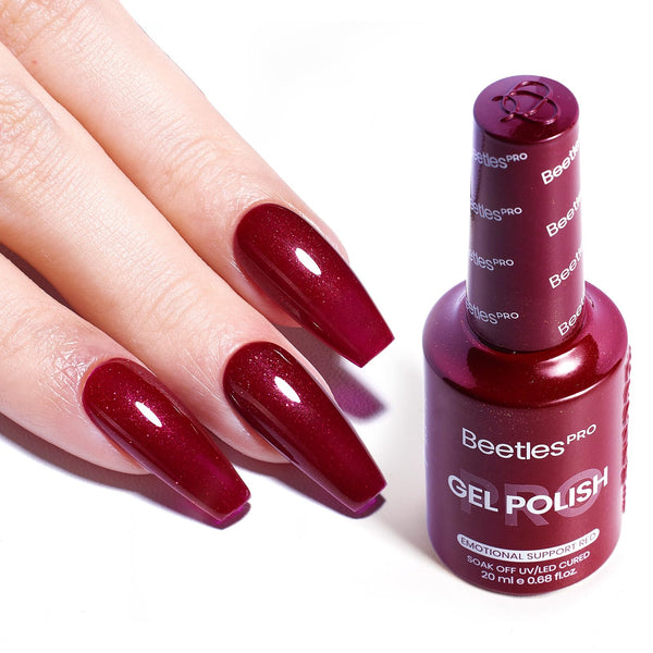 Beetles Pro Red Gel Polish - Emotional Support Red, Cherry Mocha Burgundy Color 20ML Glitter Gel Polish