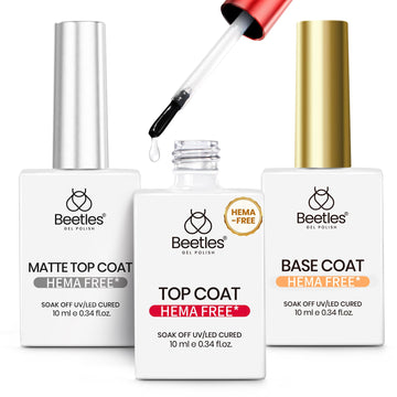 Beetles Hema Free Gel Top and Base Coat with Matte Top Coat Set