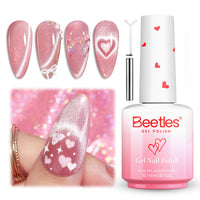 Beetles Heartbeam Pink Gel Nail Polish - 15ML Valentine Nails Pink Cat Eye Glitter Nail Polish