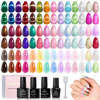 Vivid Moments-48 Colors Jelly Glitter Cat Eye Shell Shread Gel Nail Polish Set