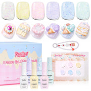 Beetles Easter Gel Nail Polish Set, Spring Nails Pastel Whip 6 Colors Macaron Shimmer Glitter Gel Polish