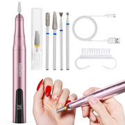 Pink Professional E-file Electric Nail Drill Set-Includes 5 Multifunctional Drill Bits