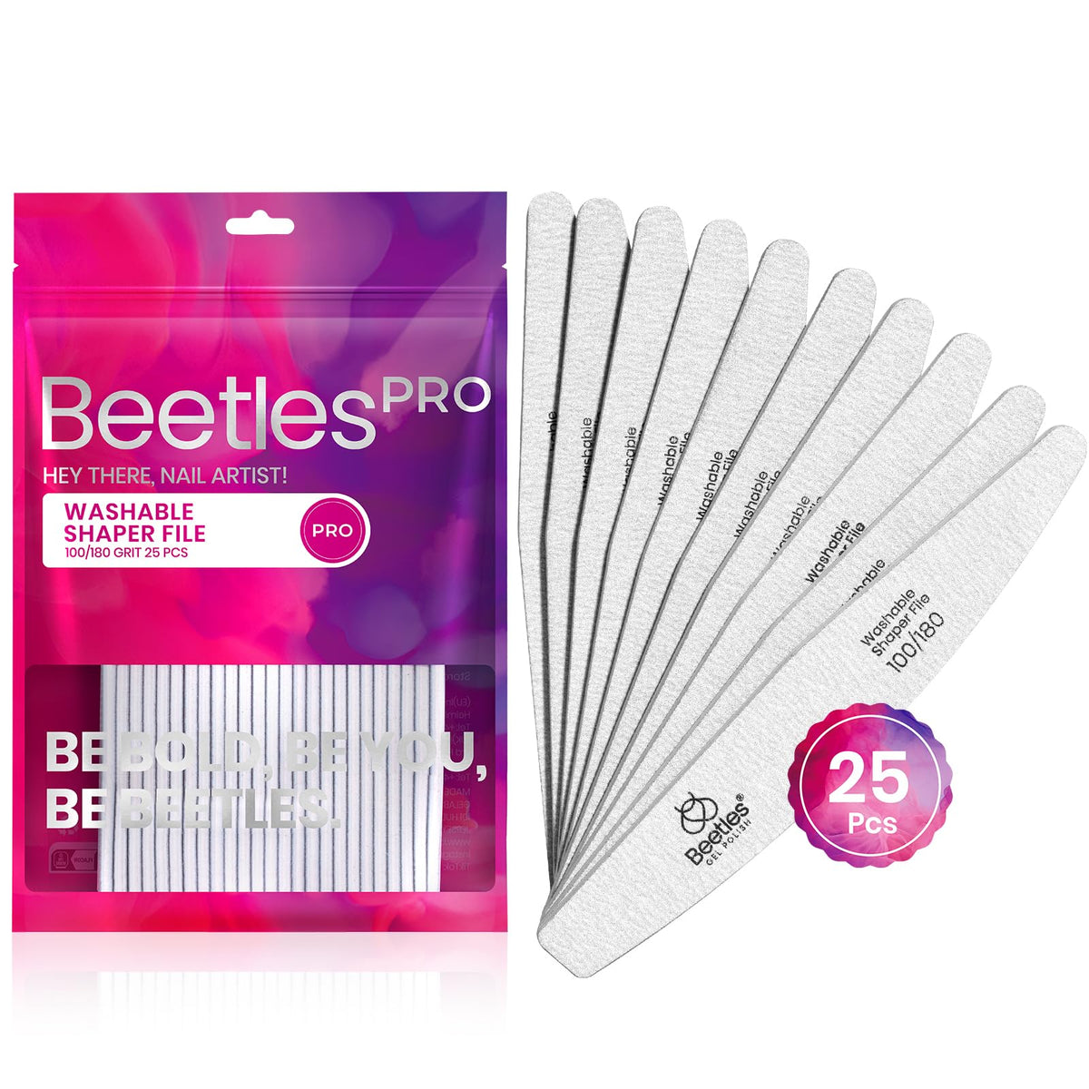 Professional Grade 25 Pcs 2 1 Washable Nail File Zebra Grit Durable