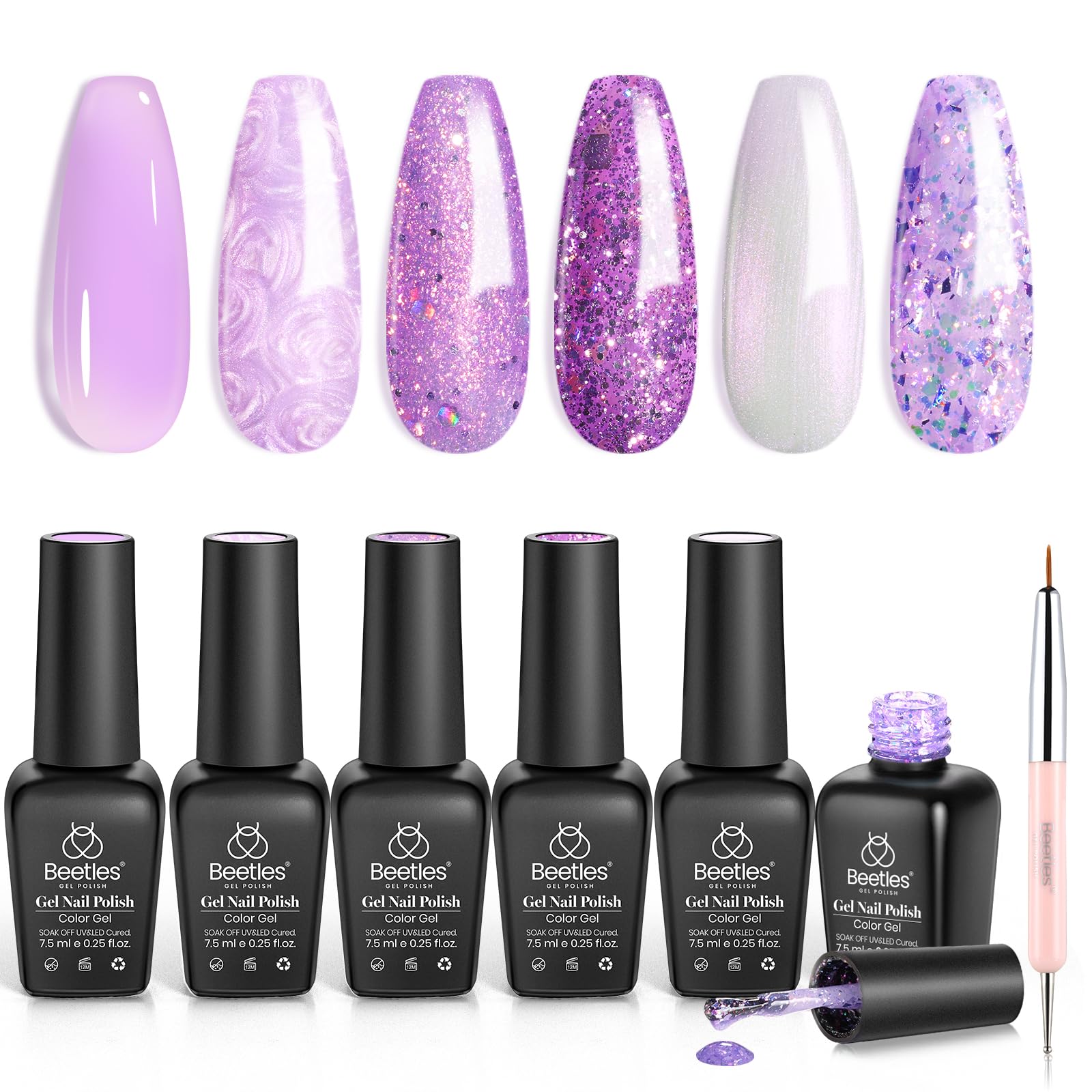 Moonlight Whimsy -6 Colors Purple Glitter Shimmer Jelly Spring Set
