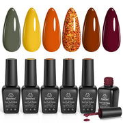 Golden Season - 6 Colors Fall Glitter Gel Nail Polish Set