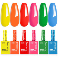 Hema Free Neon Rainbows - Colorful Bottle 6 Color Each 15ml Green Yellow Pink Gel Polish