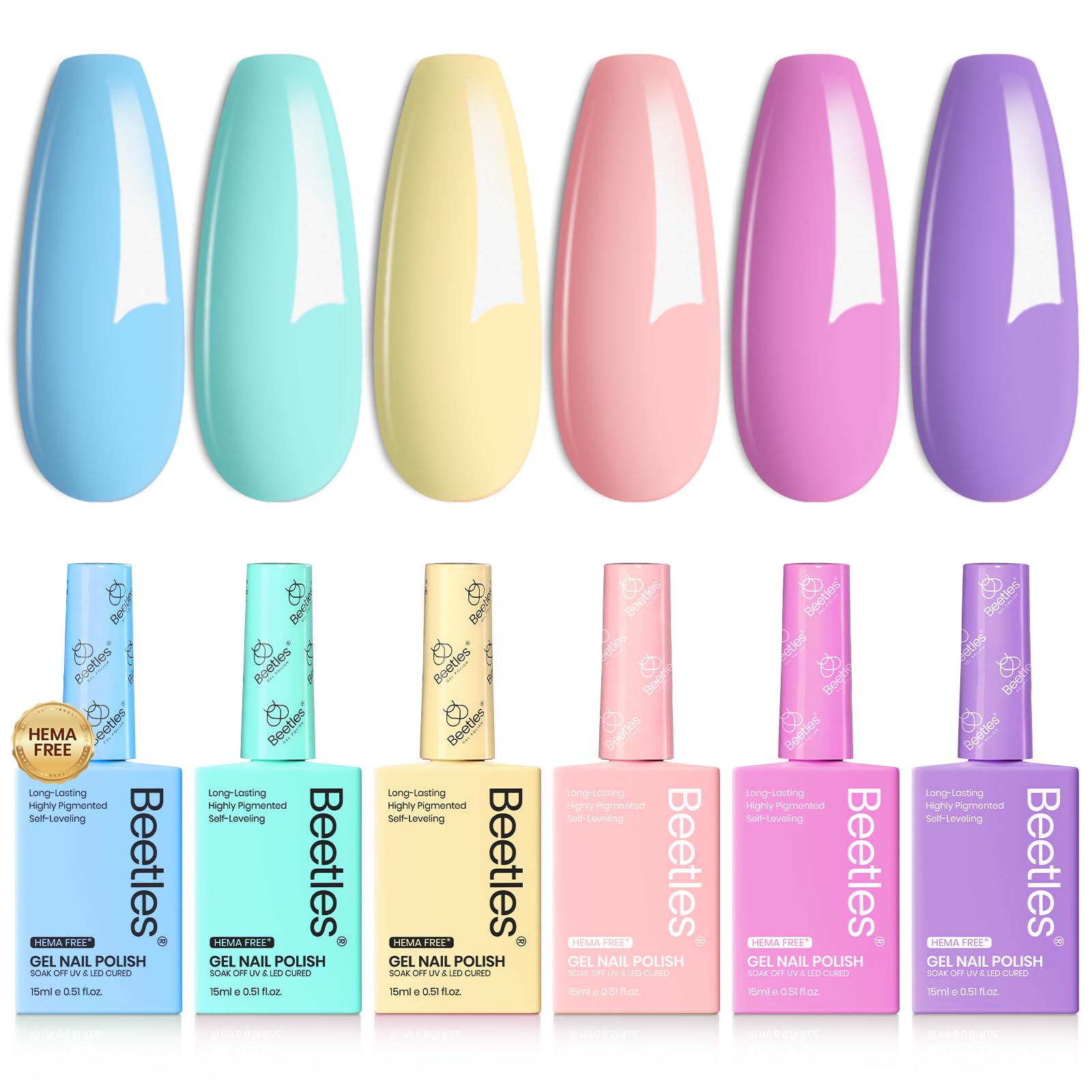Hema-free Unicorn Collection | Spring Nails Colorful Bottle 6 Color Each 15ml Blue Yellow Pink Gel Polish