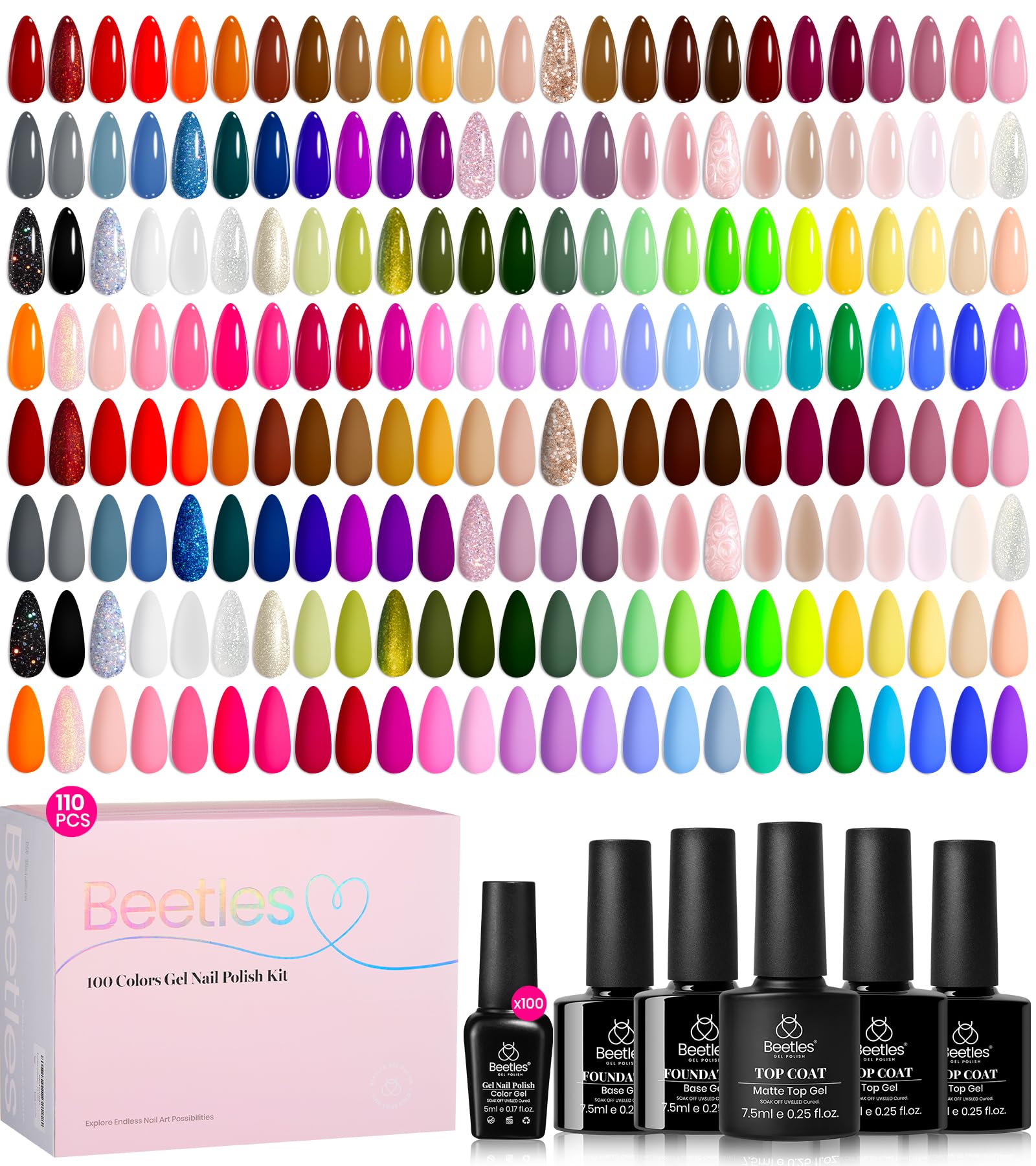 Beetles Gel Nail Polish Set - Valentines Nails Chroma Dreams 100 Colors Polish Kit