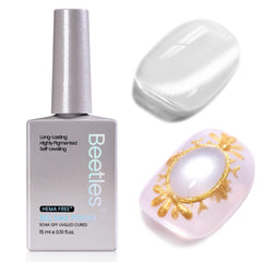 Beetles Moonlit Veil Silver HEMA FREE Nails Cat Eye Gel Nail Polish - 15ML Glassy Silver Glitter Gel Polish